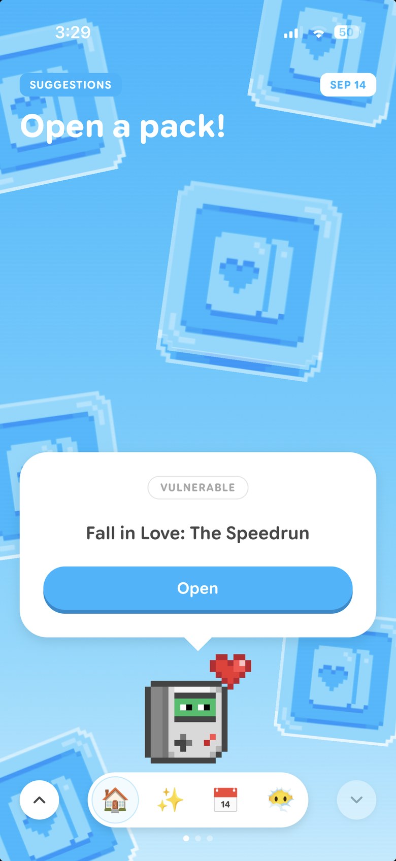 Open a card pack suggestion